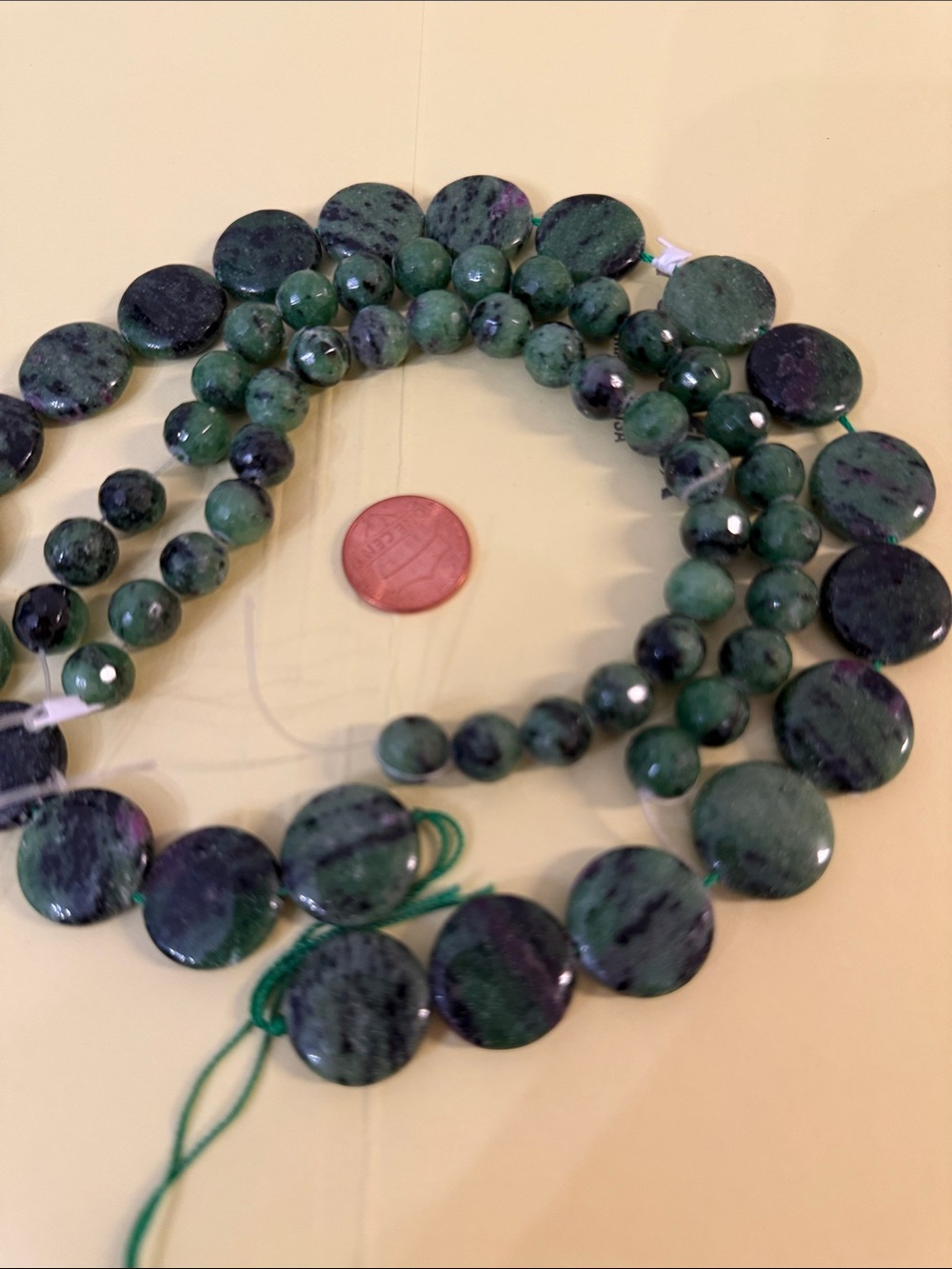 2 Green Ruby Zoisite Bead Strands For Jewelry Making